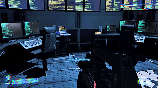 Soon you'll reach an unguarded area comprised of one large room and several smaller ones - Get to the power module and shut it down (part 2) - Mission 7: One Bullet - Aliens: Colonial Marines - Game Guide and Walkthrough