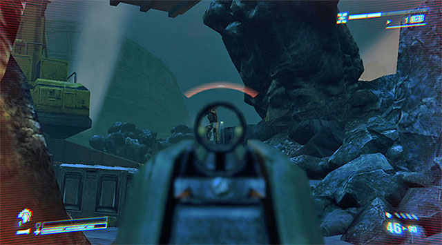 When you get close to the crane, watch out for soldiers who may show up on the hill on the right; they will have the height advantage - Use the cranes controls to drop the payload on the APC - Mission 7: One Bullet - Aliens: Colonial Marines - Game Guide and Walkthrough