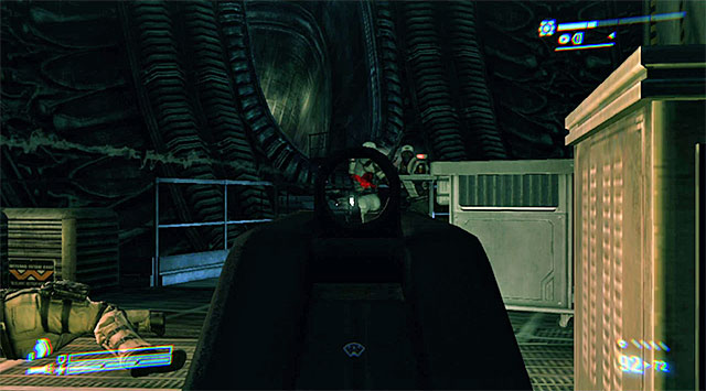 Afterwards, retreat immediately and hide behind a cover, because new enemies will start showing up in the distance - Find a way through the Derelict to find the prisoner - Mission 8: Rampart - Aliens: Colonial Marines - Game Guide and Walkthrough