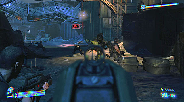 Go back to the main site, pick up supplies and make your way towards the building indicated by the game - Rescue the captive Marine - Mission 8: Rampart - Aliens: Colonial Marines - Game Guide and Walkthrough