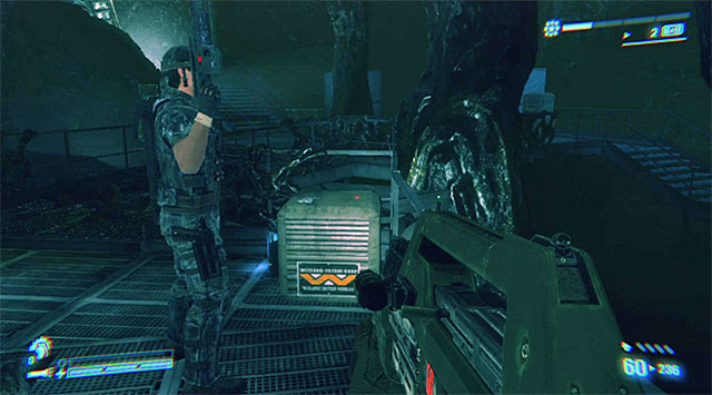 Continue onward, past the ancient Space Jockey - Get to the FTL ship and stop it from launching (part 2) - Mission 10: Derelict Reclaimed - Aliens: Colonial Marines - Game Guide and Walkthrough