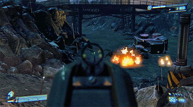 Follow the linear path towards the second AA gun - Destroy the AA guns (2 of 3) - Mission 10: Derelict Reclaimed - Aliens: Colonial Marines - Game Guide and Walkthrough