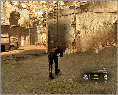 If you prefer to stay in the shadows, you should also begin with securing the area of the southern building (M3, 4), but afterwards it would be wise to get to the ladder (screen) (M3, 5), thanks to which you will get to the northern buildings - Walkthrough - Saudi Arabia - Investigate Jizan Weapon Stockpile - Walkthrough - Saudi Arabia - Alpha Protocol: The Espionage RPG - Game Guide and Walkthrough