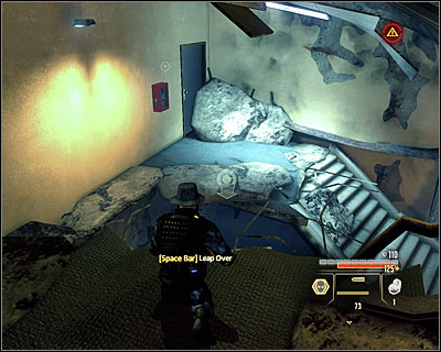 Use the staircase and go down, getting to the first floor (M8B, 8), and then to the ground level (M8A, 6) - Walkthrough - Moscow - Intercept Surkov at US Embassy - Walkthrough - Moscow - Alpha Protocol: The Espionage RPG - Game Guide and Walkthrough