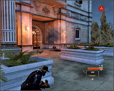 You must be very careful here, as the area is being patrolled by several guards - Walkthrough - Rome - Investigate Marburgs Villa - Walkthrough - Rome - Alpha Protocol: The Espionage RPG - Game Guide and Walkthrough