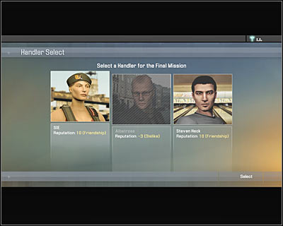 The game will allow you to choose a handler for this mission (screen) - Walkthrough - The finale - Infiltrate Alpha Protocol - Walkthrough - The finale - Alpha Protocol: The Espionage RPG - Game Guide and Walkthrough