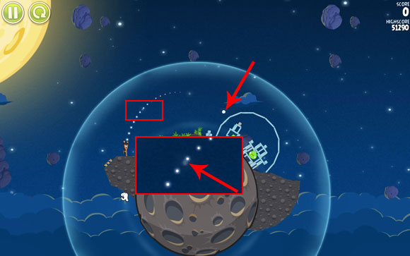 Zoom out to the maximum level and adjust the flight path through the star indicated above - Level 1-8 - Pig Bang - Angry Birds Space - Game Guide and Walkthrough