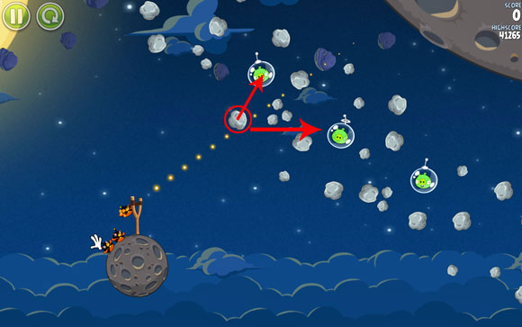 The second solution is a little easier - Level 1-15 - Pig Bang - Angry Birds Space - Game Guide and Walkthrough