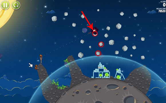You can also try to push the other asteroid - in a straight line of the same flight path - gaining three 