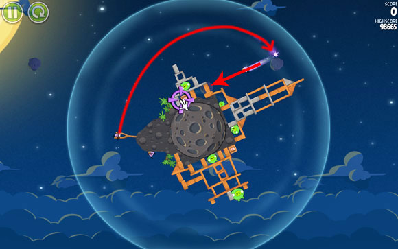 A pretty difficult level, as it's hard to receive the highest score even after destroying almost everything - Level 1-23 - Pig Bang - Angry Birds Space - Game Guide and Walkthrough