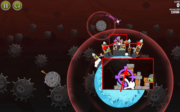 A pretty difficult level - Level 3-2 - Danger Zone - Angry Birds Space - Game Guide and Walkthrough