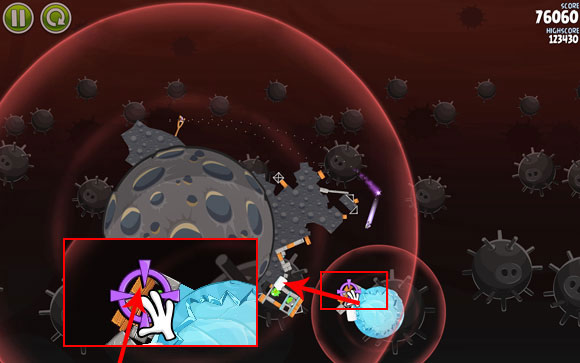 At best, you'll get rid of all the pigs, but if not, you'll have to use the second bird - Level 3-14 - Danger Zone - Angry Birds Space - Game Guide and Walkthrough