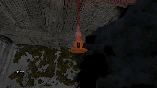 Get up and use oil on the oil lamp (picture) hanging under the ceiling - House - part 1 - Walkthrough - Anna - Game Guide and Walkthrough