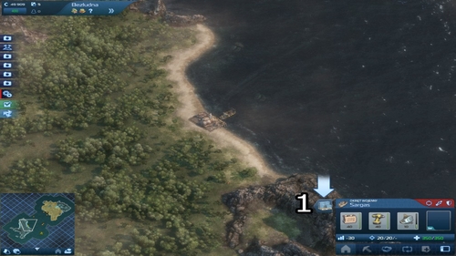 To build the Warehouse, swim toward the beach - Mission One - The Two-Year Plan - Chapter One: Shadows of the Past - Anno 2070 - Game Guide and Walkthrough
