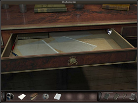 She approaches the table on the left and opens the middle drawer (zoom in) - Paris, France, April 15-17, 2008 - Ballet room - April 15-17, 2008 - Art of Murder: Hunt For The Puppeteer - Game Guide and Walkthrough