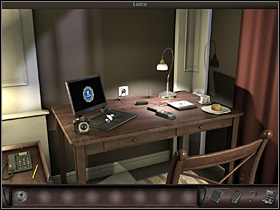 In her room she approaches the desk (near the window; zoom in) - Paris, France, April 15-17, 2008 - Hotel - April 15-17, 2008 - Art of Murder: Hunt For The Puppeteer - Game Guide and Walkthrough