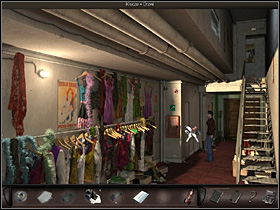Inside the revue Nicole heads down the corridor (pointer at the bottom of the screen) - Paris, France, April 15-17, 2008 - Moulin Rouge - April 15-17, 2008 - Art of Murder: Hunt For The Puppeteer - Game Guide and Walkthrough