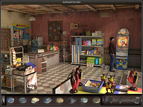 She heads back to the antique shop and asks about the store to learn, that she should look for the owner in the workshop - Azarra, Spain, April 18, 2008 - Workshop; antique shop; fountain; store - April 18, 2008 - Art of Murder: Hunt For The Puppeteer - Game Guide and Walkthrough