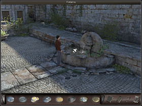 After leaving the antique shop she heads to the store (the building on the left, near the green pickup) where, as she was said, she will be able to develop the pictures - Azarra, Spain, April 18, 2008 - Workshop; antique shop; fountain; store - April 18, 2008 - Art of Murder: Hunt For The Puppeteer - Game Guide and Walkthrough