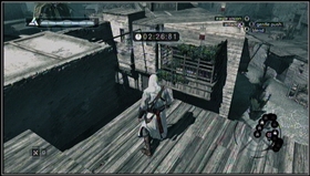 Get the row of flags. Jump on the little bridge and go forward and right. - MB03 - Garnier de Naplouse of Acre - Memory Block 03 - Assassins Creed (PC) - Game Guide and Walkthrough