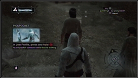 Now it's time to steal something (in fact it's your first pickpocketing mission) - Masyaf - Memory Block 02 - Assassins Creed (XBOX360) - Game Guide and Walkthrough