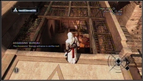 The gate is strictly guarded so you must find another way - Tamir of Damascus - Memory Block 02 - Assassins Creed (XBOX360) - Game Guide and Walkthrough