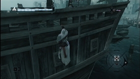 Wait for Sibrand and climb the edge of the ship. - Sibrand of Acre - Memory Block 05 - Assassins Creed (XBOX360) - Game Guide and Walkthrough