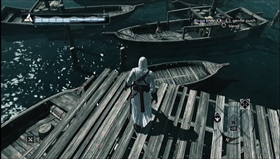 Jump down onto the boat on the the other side of the tower. - Sibrand of Acre - Memory Block 05 - Assassins Creed (XBOX360) - Game Guide and Walkthrough