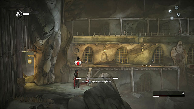 Place where you must walk through wooden beam - The Escape - walkthrough for sequence 1 - Walkthrough - Assassins Creed Chronicles: China - Game Guide and Walkthrough