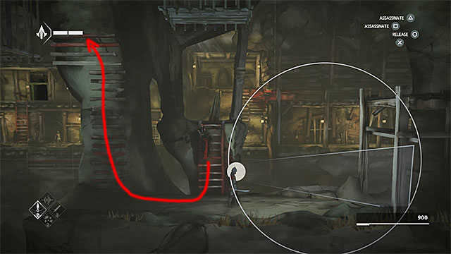Use the noise dart and start climbing on the left side - The Return - walkthrough for sequence 2 - Walkthrough - Assassins Creed Chronicles: China - Game Guide and Walkthrough