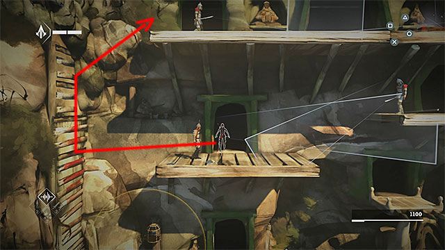 When guards start their patrols, perform a quick climbing - The Return - walkthrough for sequence 2 - Walkthrough - Assassins Creed Chronicles: China - Game Guide and Walkthrough