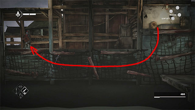 Move on the net to the left to reach the secret - The Port - walkthrough for sequence 3 - Walkthrough - Assassins Creed Chronicles: China - Game Guide and Walkthrough