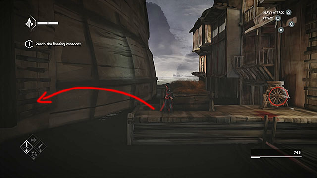 Jump to the left to reach the second treasure chest - The Port - walkthrough for sequence 3 - Walkthrough - Assassins Creed Chronicles: China - Game Guide and Walkthrough