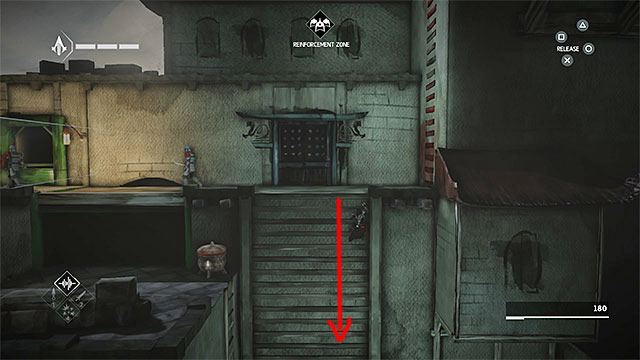 Walk down at the spot which one of guards was checking - The Slaver - walkthrough for sequence 4 - Walkthrough - Assassins Creed Chronicles: China - Game Guide and Walkthrough