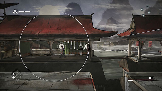 Climb up the post, jump to the right and continue the climbing - The Port - walkthrough for sequence 3 - Walkthrough - Assassins Creed Chronicles: China - Game Guide and Walkthrough