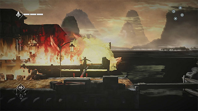 You must keep running so that the flames wont reach Shao Jun - Consequences - walkthrough for sequence 5 - Walkthrough - Assassins Creed Chronicles: China - Game Guide and Walkthrough