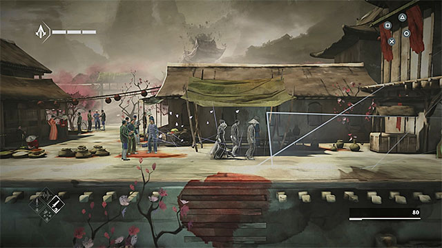 Hide in the crowd and pass the guards near the gate - The Search - walkthrough for sequence 6 - Walkthrough - Assassins Creed Chronicles: China - Game Guide and Walkthrough