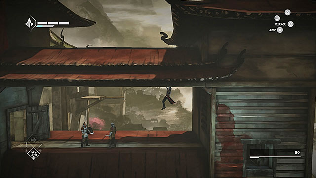 Sneak above the guards before they end their conversation - The Snake - walkthrough for sequence 7 - Walkthrough - Assassins Creed Chronicles: China - Game Guide and Walkthrough