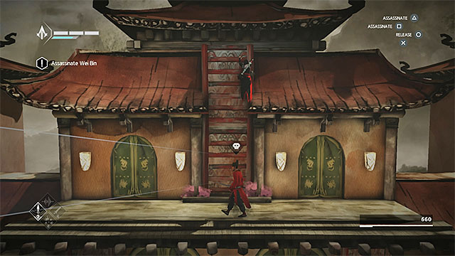 Attack Wei Bin from above - The Snake - walkthrough for sequence 7 - Walkthrough - Assassins Creed Chronicles: China - Game Guide and Walkthrough