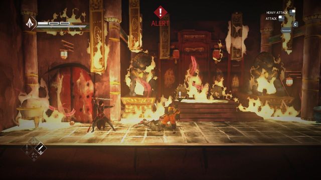 Observe markers appearing above enemy head - skull means you can perform a finisher - Demon Fire - walkthrough for sequence 10 - Walkthrough - Assassins Creed Chronicles: China - Game Guide and Walkthrough