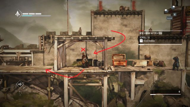 Further on the right you will find first treasure chest and Mongolian Scout from the optional task - The Betrayal - walkthrough for sequence 11 - Walkthrough - Assassins Creed Chronicles: China - Game Guide and Walkthrough