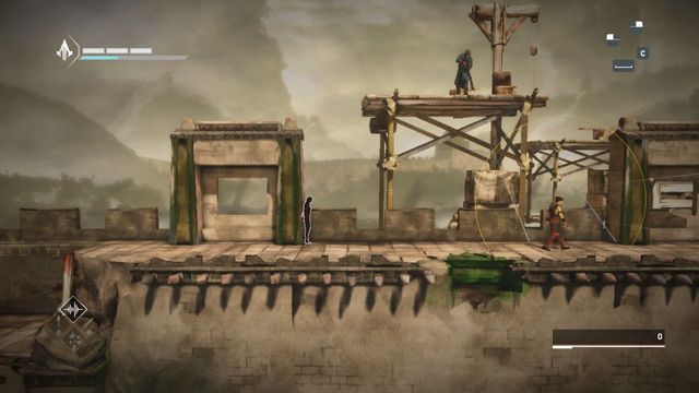 In order to get through first guards, jump between hideouts - The Betrayal - walkthrough for sequence 11 - Walkthrough - Assassins Creed Chronicles: China - Game Guide and Walkthrough