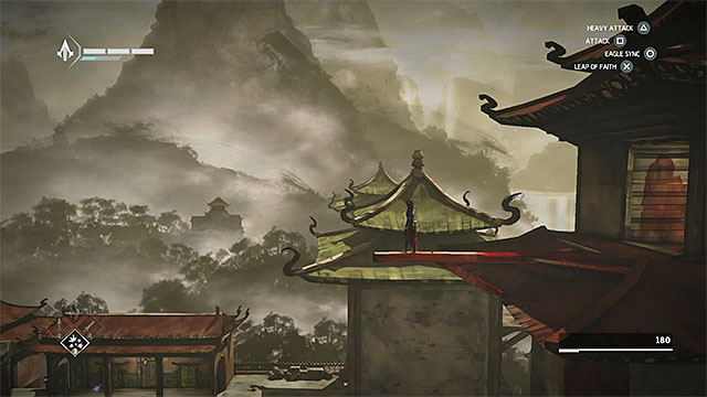 You will reach synchronization point after avoiding two enemies from the upper level of the building - Synchronization points in sequence 7 - The Snake - Synchronization points - Assassins Creed Chronicles: China - Game Guide and Walkthrough