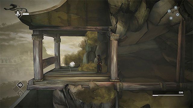 Fragment is located on a balcony near talking guards - Shards in sequence 1 - The Escape - Animus shards - Assassins Creed Chronicles: China - Game Guide and Walkthrough