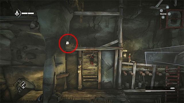 Climb on the wall to the edge with data fragment - Shards in sequence 2 - The return - Animus shards - Assassins Creed Chronicles: China - Game Guide and Walkthrough