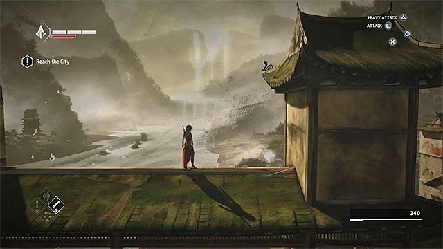 Secret is at the end of the bridge, on its upper level - Shards in sequence 8 - Hunted - Animus shards - Assassins Creed Chronicles: China - Game Guide and Walkthrough