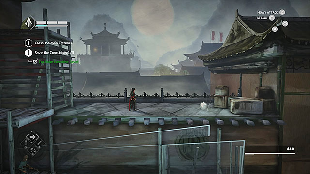 Reach the ledge far from enemies with ranged weapons - Shards in sequence 9 - Old Friend - Animus shards - Assassins Creed Chronicles: China - Game Guide and Walkthrough