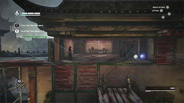 You must enter the building - its on the left from second Concubine - Shards in sequence 9 - Old Friend - Animus shards - Assassins Creed Chronicles: China - Game Guide and Walkthrough