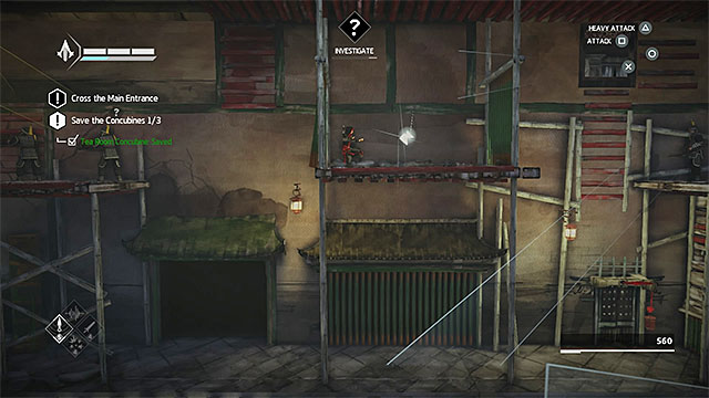 Reach the ledge with bamboo curtains on the left and right side - Shards in sequence 9 - Old Friend - Animus shards - Assassins Creed Chronicles: China - Game Guide and Walkthrough
