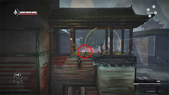 Get to the upper ledge patrolled by elite enemy - Shards in sequence 9 - Old Friend - Animus shards - Assassins Creed Chronicles: China - Game Guide and Walkthrough